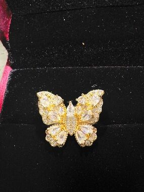 Gold Butterfly Crystal Adjustable Ring (All Size Friendly )House Of RuSa Jewels